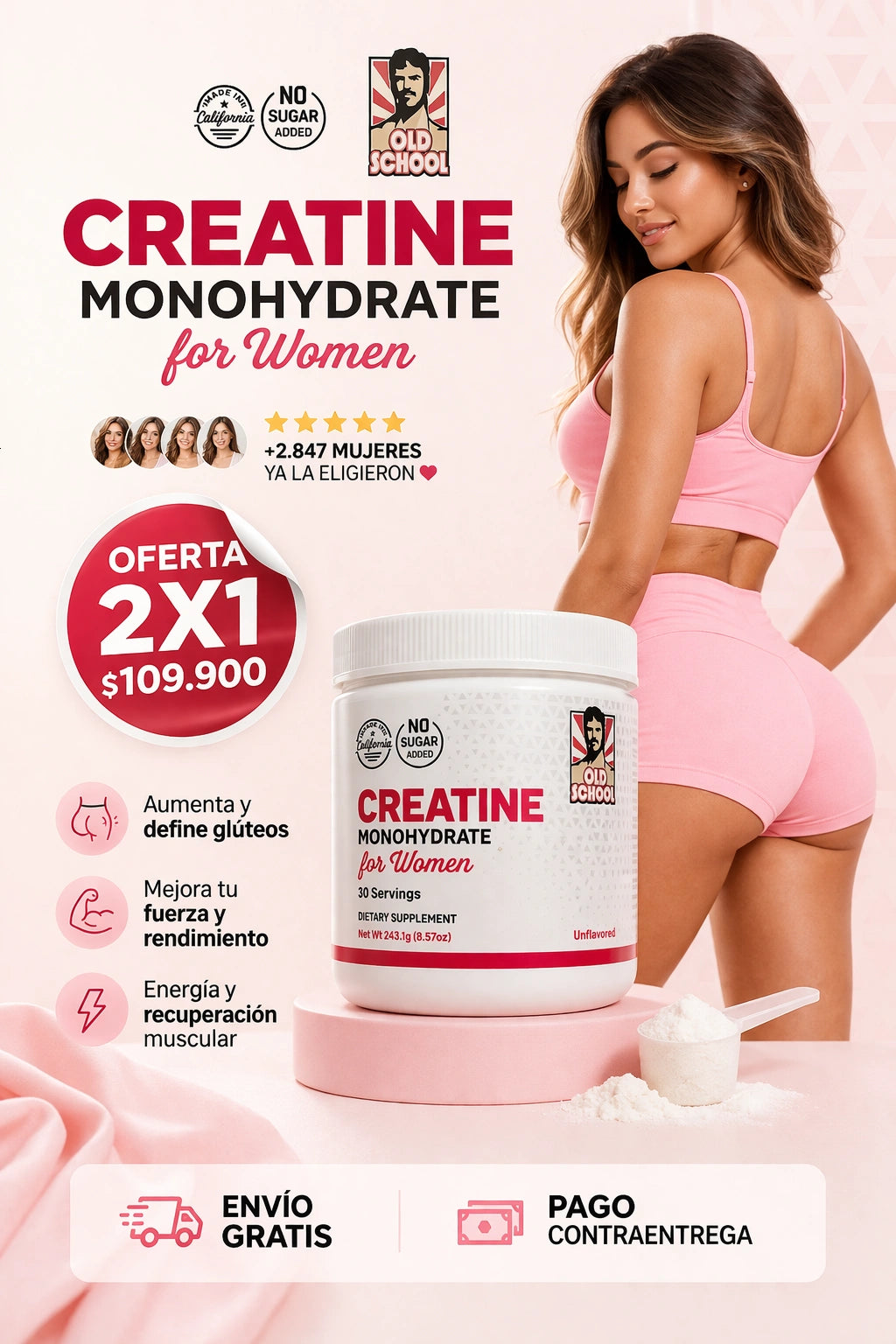 Creatina Monohidratada Old School: OFERTA 2X1