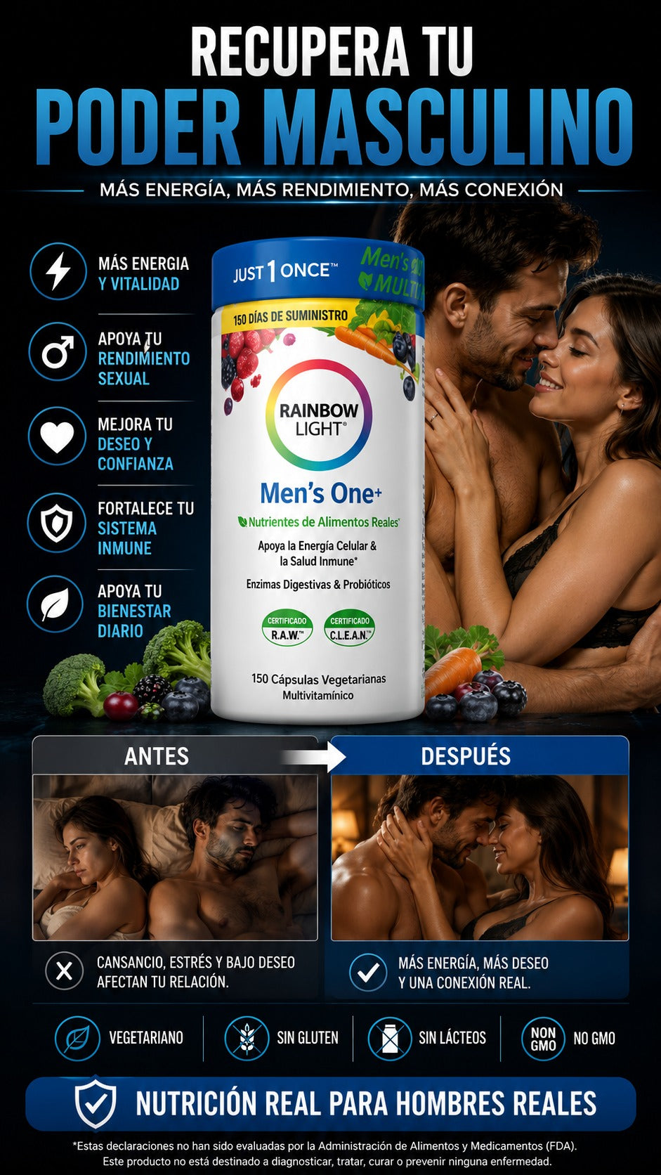RAINBOW LIGHT MEN: Recupera tu fuerza masculina - 150 caps.